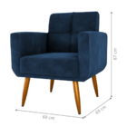Poltrona Decorativa Juan Veludo Azul