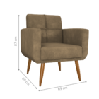 Poltrona Decorativa Juan Veludo Turkey Cappuccino