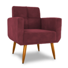Poltrona Decorativa Juan Veludo Vinho