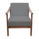 Poltrona Decorativa Júlia Para Sala Linho Chumbo