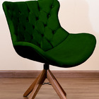 Poltrona Decorativa Júlia Pé Giratório De Madeira Capitonê Ve