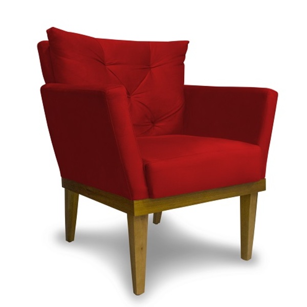Poltrona Decorativa Julia Suede Vermelho - Meu Lar Decorações