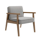 Poltrona Decorativa Julia Tecido Cinza Madeira Nogueira Nobre