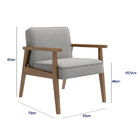 Poltrona Decorativa Julia Tecido Cinza Madeira Nogueira Nobre