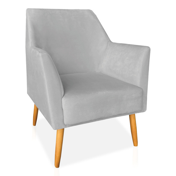 Poltrona Decorativa Julia Veludo Pés Palito Castanho - Pallaz