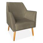 Poltrona Decorativa Julia Veludo Pés Palito Castanho - Pallaz