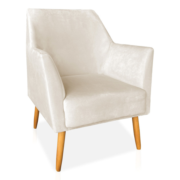 Poltrona Decorativa Julia Veludo Pés Palito Castanho - Pallaz