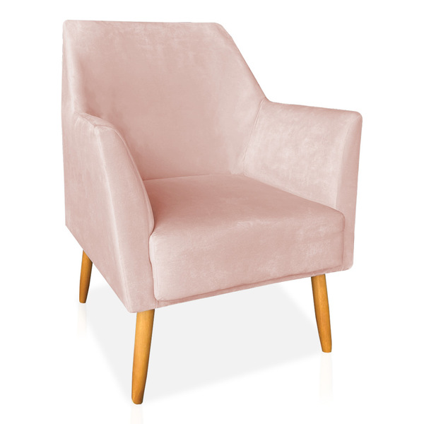 Poltrona Decorativa Julia Veludo Pés Palito Castanho - Pallaz