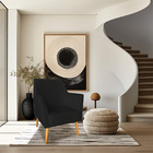 Poltrona Decorativa Julia Veludo Preto Pés Palito Castanho -