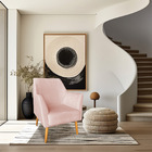 Poltrona Decorativa Julia Veludo Rosa Bebê Pés Palito Castanh