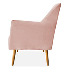 Poltrona Decorativa Julia Veludo Rosa Bebê Pés Palito Castanh
