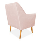Poltrona Decorativa Julia Veludo Rosa Bebê Pés Palito Castanh