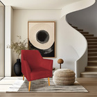 Poltrona Decorativa Julia Veludo Vermelho Pés Palito Castanho