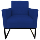 Poltrona Decorativa Juliete Com Base Rígida Suede Azul Marinho