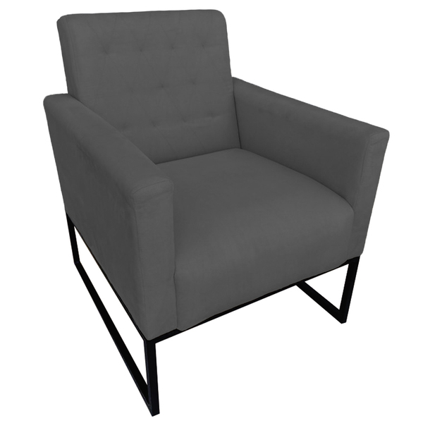 Poltrona Decorativa Juliete Com Base Rígida Suede Cinza