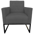 Poltrona Decorativa Juliete Com Base Rígida Suede Cinza
