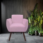 Poltrona Decorativa Kelly Pés Palito Suede Rosa Bebê - D'clas