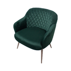 Poltrona Decorativa Kitana Pés Champagne Palito Veludo Verde