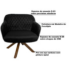 Poltrona Decorativa Kitana Pés Madeira Giratório Veludo Preto