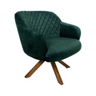 Poltrona Decorativa Kitana Pés Madeira Giratório Veludo Verde
