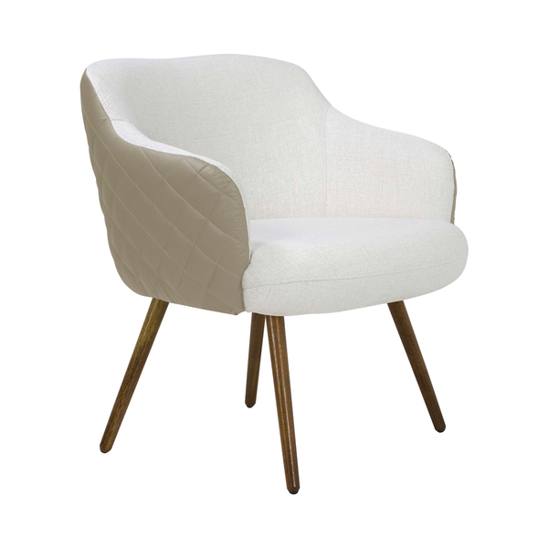 Poltrona Decorativa Kitana Pés Palito Pu Sintético/linho Bege