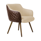 Poltrona Decorativa Kitana Pés Palito Pu Sintético/linho Marr