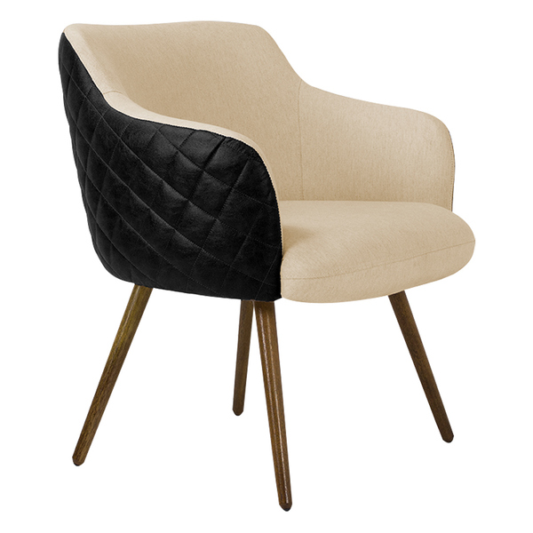 Poltrona Decorativa Kitana Pés Palito Pu Sintético/linho Pret