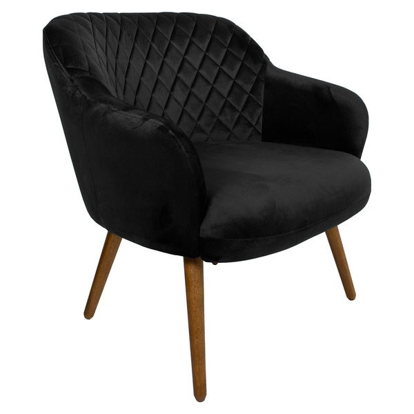 Poltrona Decorativa Kitana Pés Palito Veludo Preto G15 - Gran
