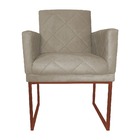 Poltrona Decorativa Klara Base Bronze Veludo Bege - Montanari