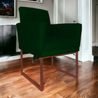 Poltrona Decorativa Klara Base Ferro Bronze Suede - Estopar -