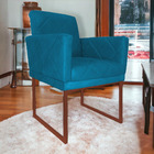 Poltrona Decorativa Klara Base Ferro Bronze Suede - Estopar -