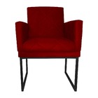 Poltrona Decorativa Klara Base Preto Veludo Vermelho - Montan