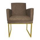 Poltrona Decorativa Klara Suede Cappuccino Base De Ferro Dour