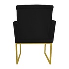 Poltrona Decorativa Klara Suede Preto Base De Ferro Dourada -