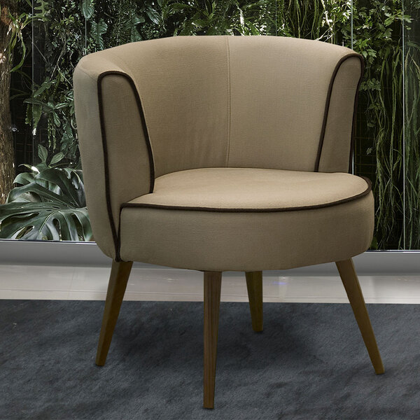 Poltrona Decorativa Konfort Luna Bege/marrom Suede Texturado