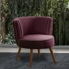 Poltrona Decorativa Konfort Luna Roxo Veludo Pés Palito