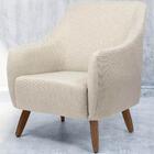 Poltrona Decorativa La Paloma Pés Madeira Linho Rústico Bege