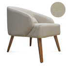 Poltrona Decorativa Lara Pés De Madeira Linho Bege - Sheep Es