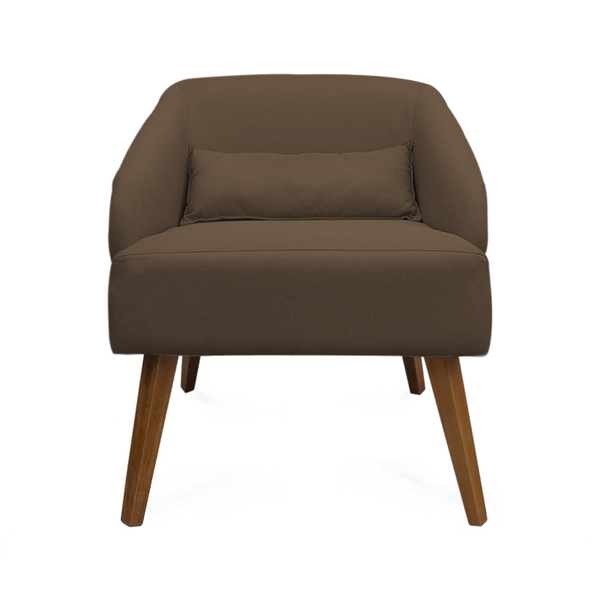 Poltrona Decorativa Lara Pés De Madeira Suede Marrom - Sheep