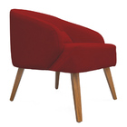 Poltrona Decorativa Lara Pés De Madeira Suede Vermelho - Shee