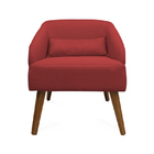 Poltrona Decorativa Lara Pés De Madeira Suede Vermelho - Shee