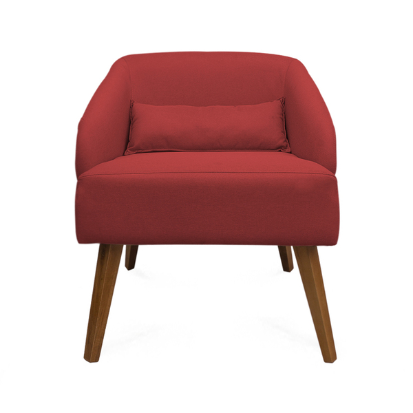 Poltrona Decorativa Lara Pés De Madeira Suede Vermelho - Shee