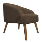 Poltrona Decorativa Lara Pés De Madeira Veludo Marrom - Sheep
