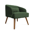 Poltrona Decorativa Lara Pés De Madeira Veludo Verde - Sheep