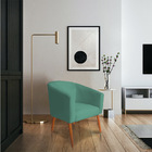 Poltrona Decorativa Lara Suede Azul Turquesa Pés Palito Casta