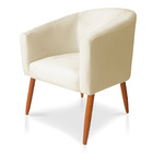 Poltrona Decorativa Lara Suede Bege Pés Palito Castanho - Pal