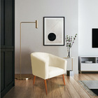 Poltrona Decorativa Lara Suede Bege Pés Palito Castanho - Pal