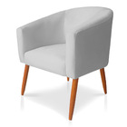 Poltrona Decorativa Lara Suede Cinza Pés Palito Castanho - Pa