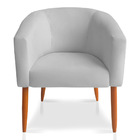 Poltrona Decorativa Lara Suede Cinza Pés Palito Castanho - Pa