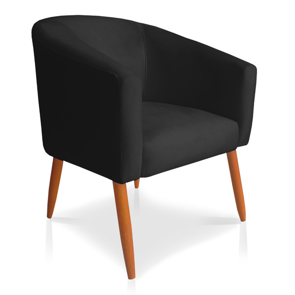 Poltrona Decorativa Lara Suede Pés Palito Castanho - Pallazio